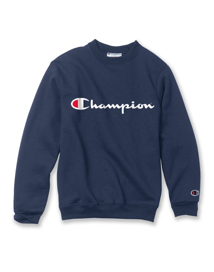 Champion Double Dry Script Logo - Poikien Laivastonsininen Collegepaita - Suomi 2135940-PX